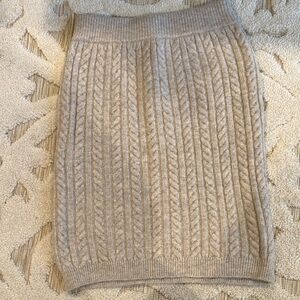 Express Cable Knit Beige Pencil Skirt